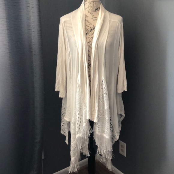 La Vanya woman Sweaters - Gorgeous off white long laced cardigan size 1x